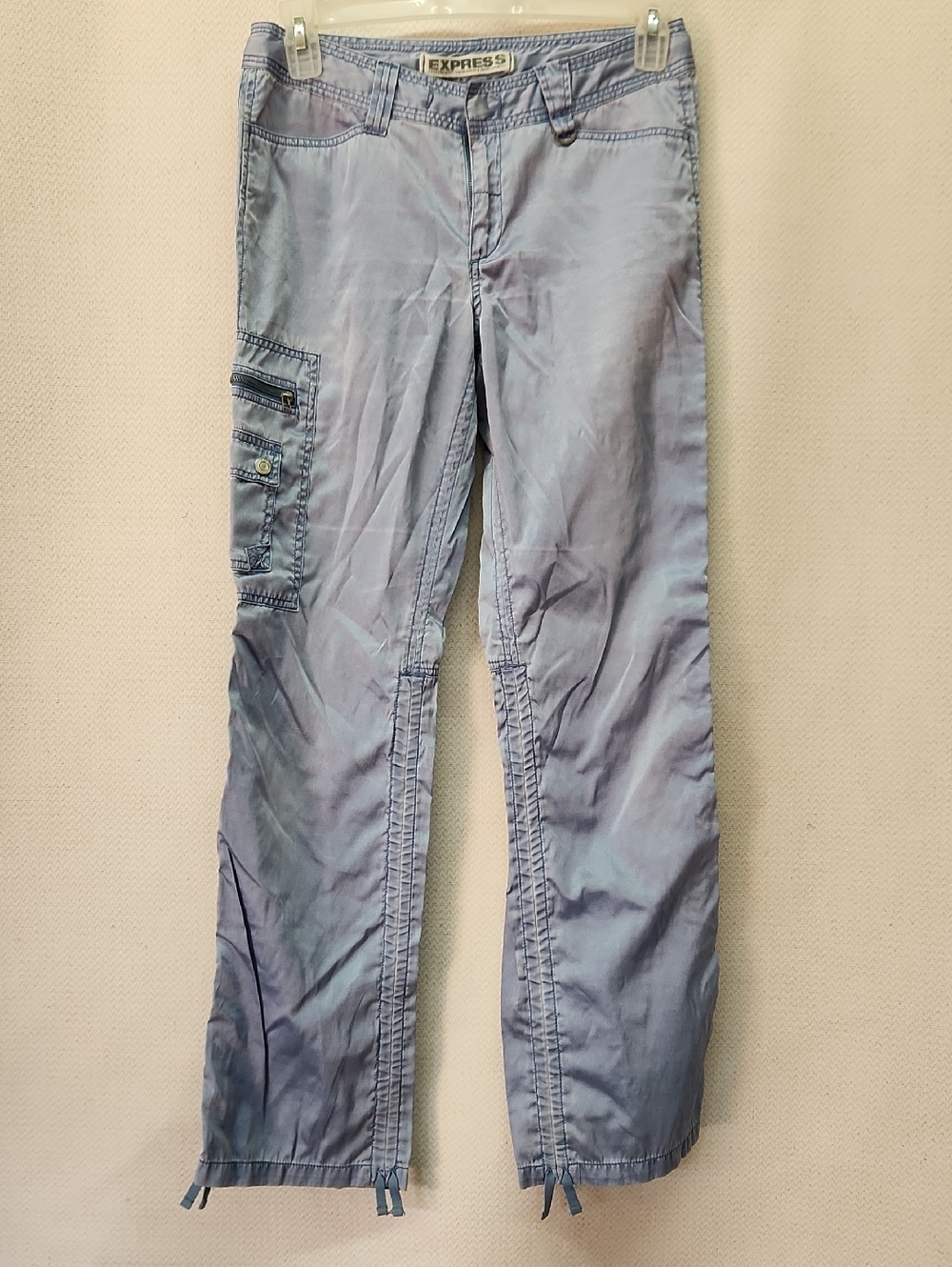 Express Pale Blue Cargo Pants with Utility Pocket